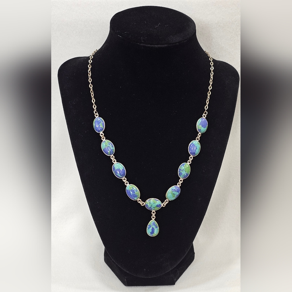 Peacock Dahlia Teardrop Sterling Silver Necklace  Jewelry New